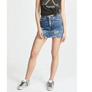 We The Free Asymmetrical Distressed Denim Mini Skirt Size 28